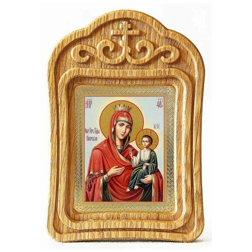 Иверская икона Божией Матери, в резной деревянной рамке икона божией матери воспитание в резной деревянной рамке