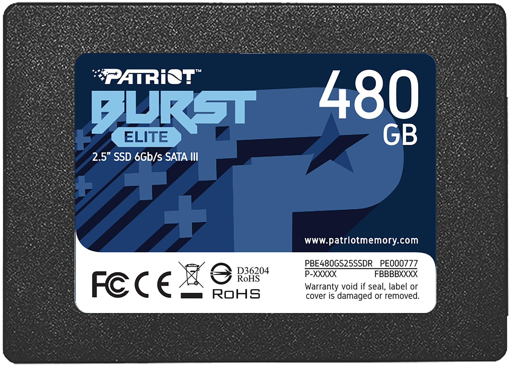 SSD диск Patriot 2.5" Burst Elite 480 Гб Sata III Nand 3D Pbe480gs25ssdr Pbe480gs25ssdr