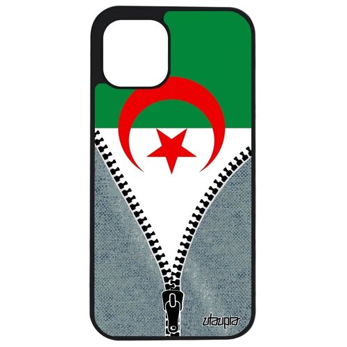 фото Защитный чехол на мобильный // apple iphone 12 // "флаг алжира на молнии" патриот стиль, utaupia, серый