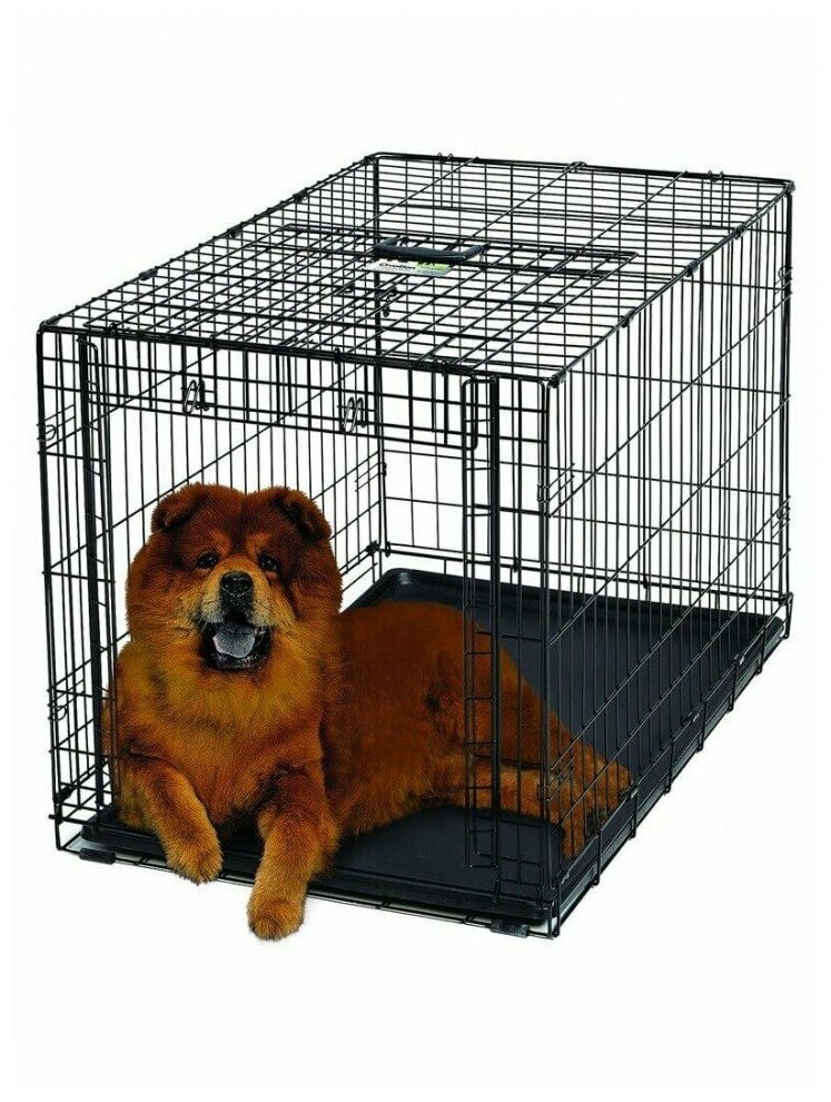 Клетка MidWest Ovation для собак 95х59х64h см, с торцевой вертикально-откидной дверью, черная - фотография № 6