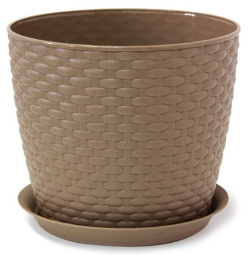 фото Кашпо ротанг D135мм 1л с поддоном бежевый ротанг М 3080 (Артикул: 4400001373)