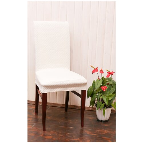 фото Чехол на стул / чехол для стула со спинкой quilting белый luxalto