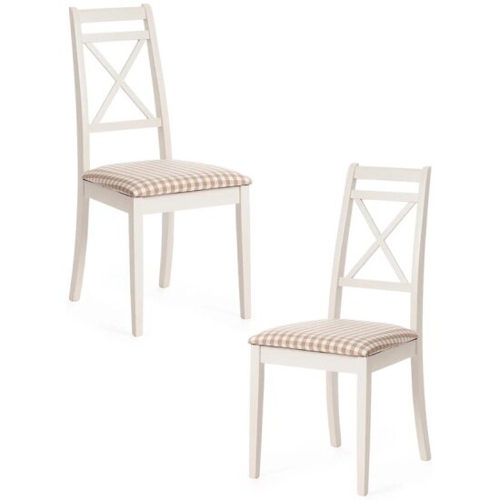 фото Стул обеденный TETCHAIR Picasso ( PC-SC ) дерево гевея/мдф, 45х53х97см, ivory white (слоновая кость 2-5), ткань: клетка мелкая (S505-18) (2шт/уп)