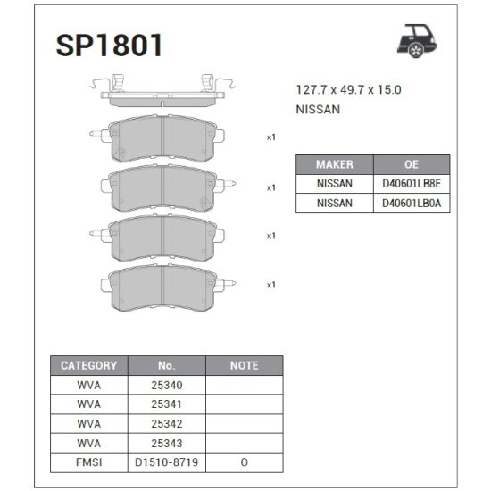 Колодки тормозные задние Sangsin Brake для INFINITI QX56 / NISSAN Patrol(Y62) 2010->, 4 шт