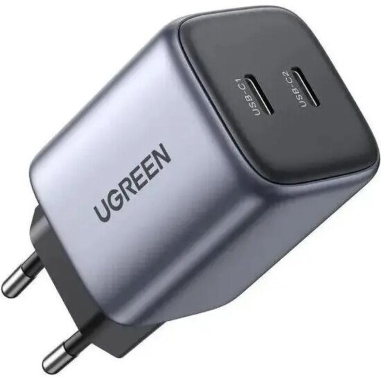 Сетевое зарядное устройство Ugreen CD294 (90573) 2хUSB-C, 45 Вт, серый