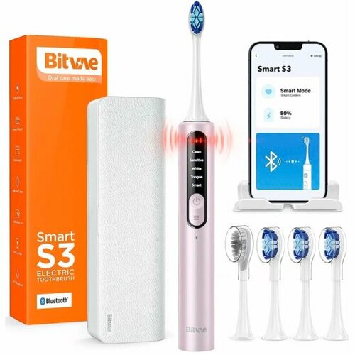 Зубная щётка электрическая BITVAE S3 Smart E-Toothbrush с поддержкой прилоложения для смартфонов, розовая