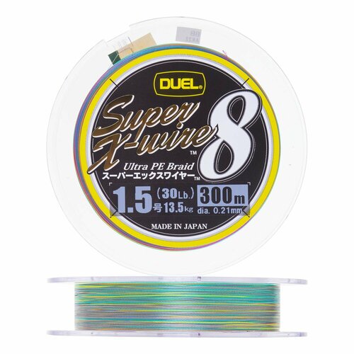 шнур плетеный duel pe super x wire 8 150m 0 8 5color yellow marking 7kg 0 15mm Шнур плетеный Duel PE Super X-Wire 8 #1,5 0,21мм 300м (5Color-Yellow Marking)