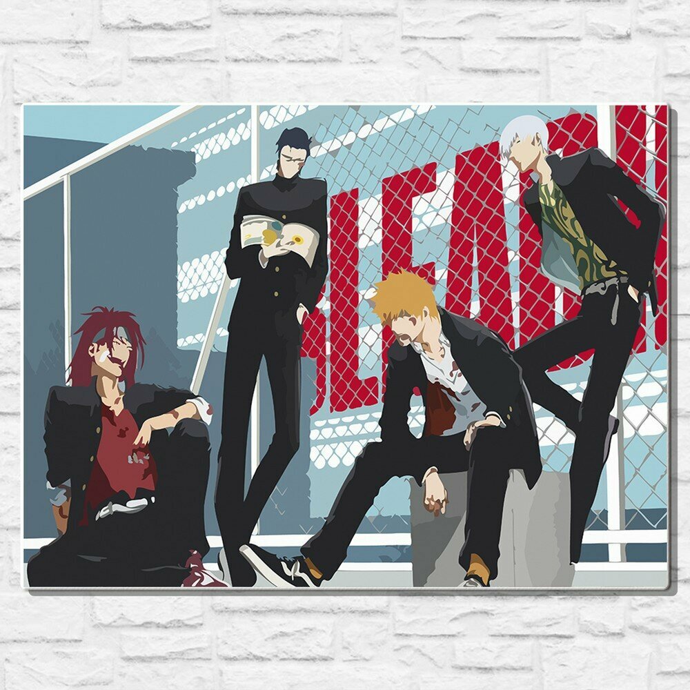 Картина по номерам на холсте аниме блич (bleach, ичиго, рукия, орихиме) - 14871 60х80