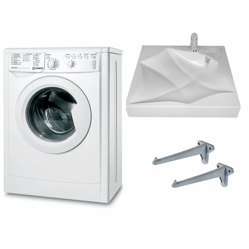 Стиральная машина под раковину Indesit IWUB 4085 и раковина Элиза 50 над стиральной машиной 3320000₽