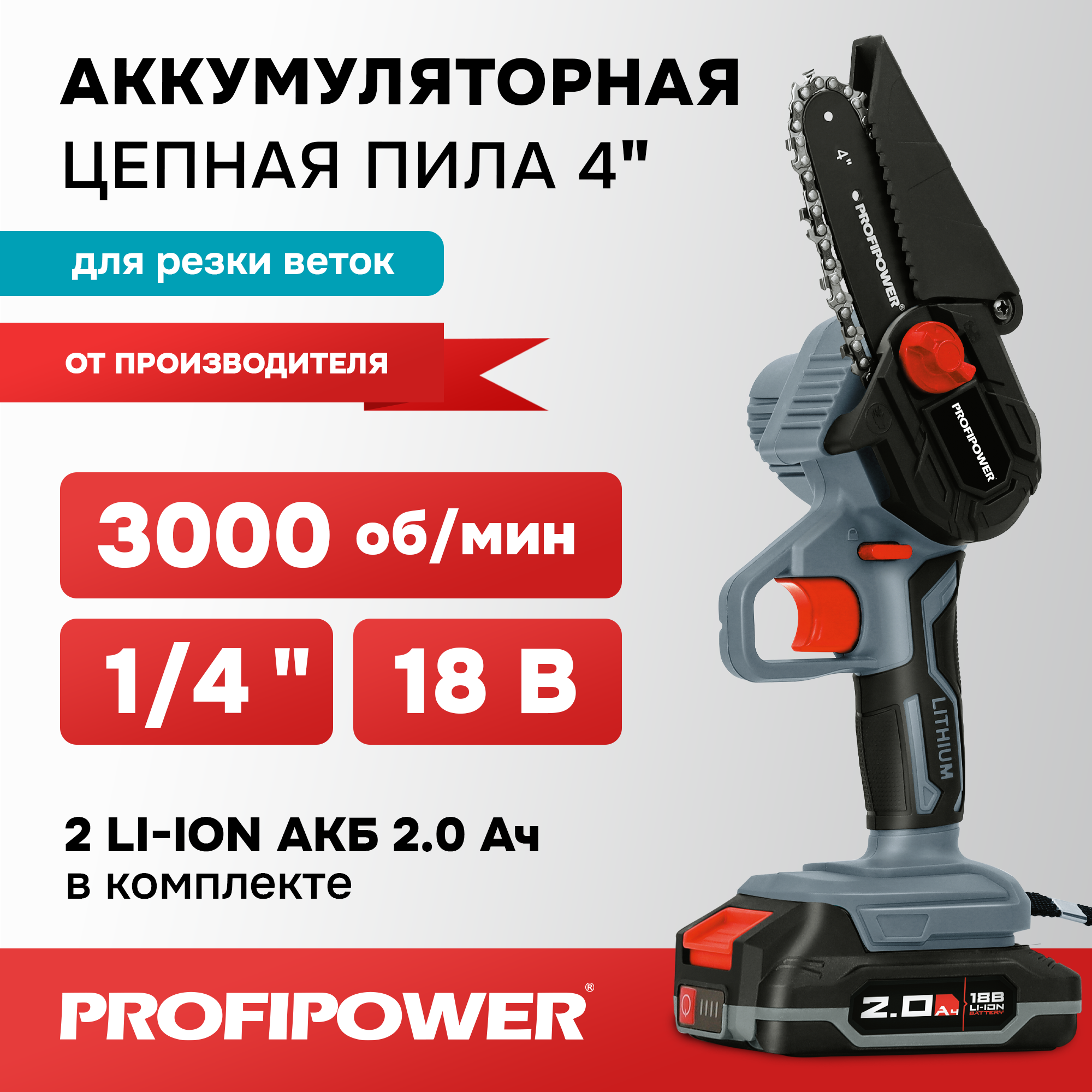 Пила цепная ProfiPower аккумуляторная