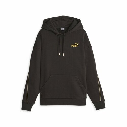 толстовка puma ess elevated hoodie силуэт свободный капюшон размер s бежевый Толстовка PUMA, размер XS, черный