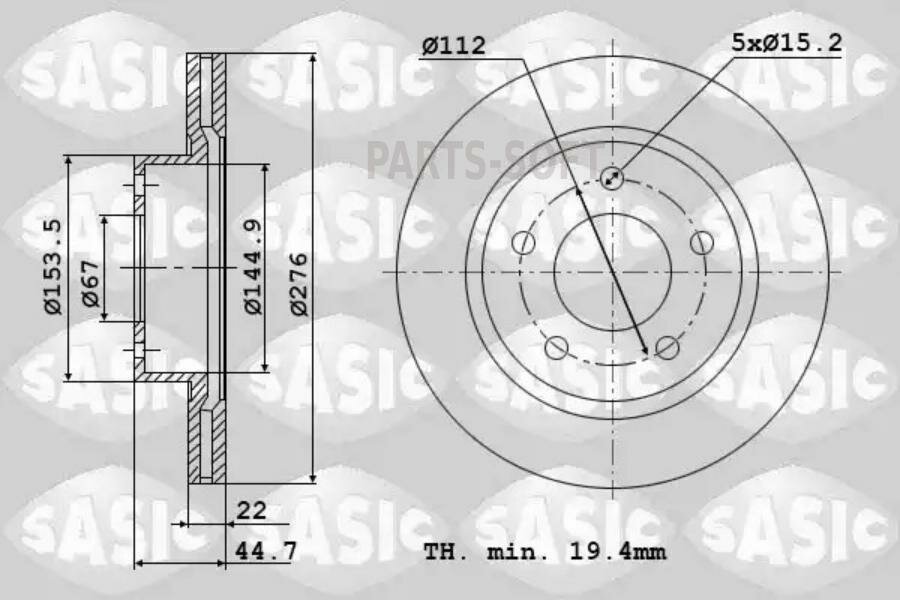 SASIC 6106051 Тормозной диск