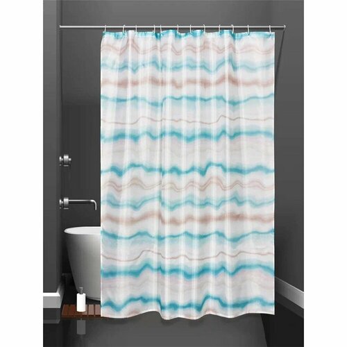 фото Штора для ванной bath plus multicolor lines 180х180 см текстиль розово-голубая