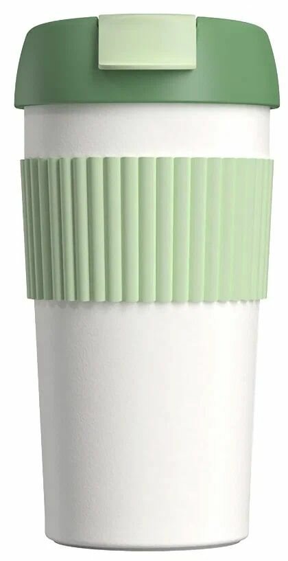 Термостакан-непроливайка KissKissFish Rainbow Vacuum Coffee Tumbler, green/white