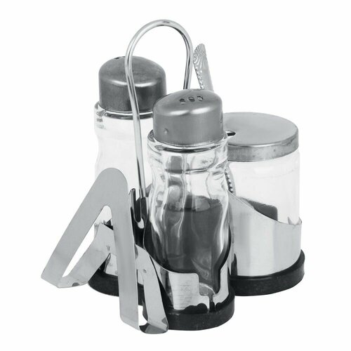 Набор для соли перца и горчицы с салфетницей нержавеющая сталь стекло 365₽