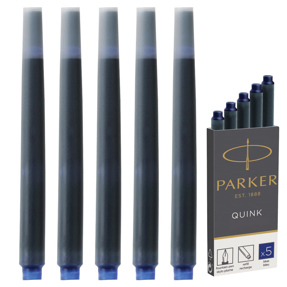 Картриджи чернильные PARKER "Cartridge Quink", комплект 5 штук, синие, 1950384 упаковка 2 шт.