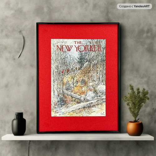 Постер из оригинальной обложки журнала The New Yorker из 1975 года в раме.