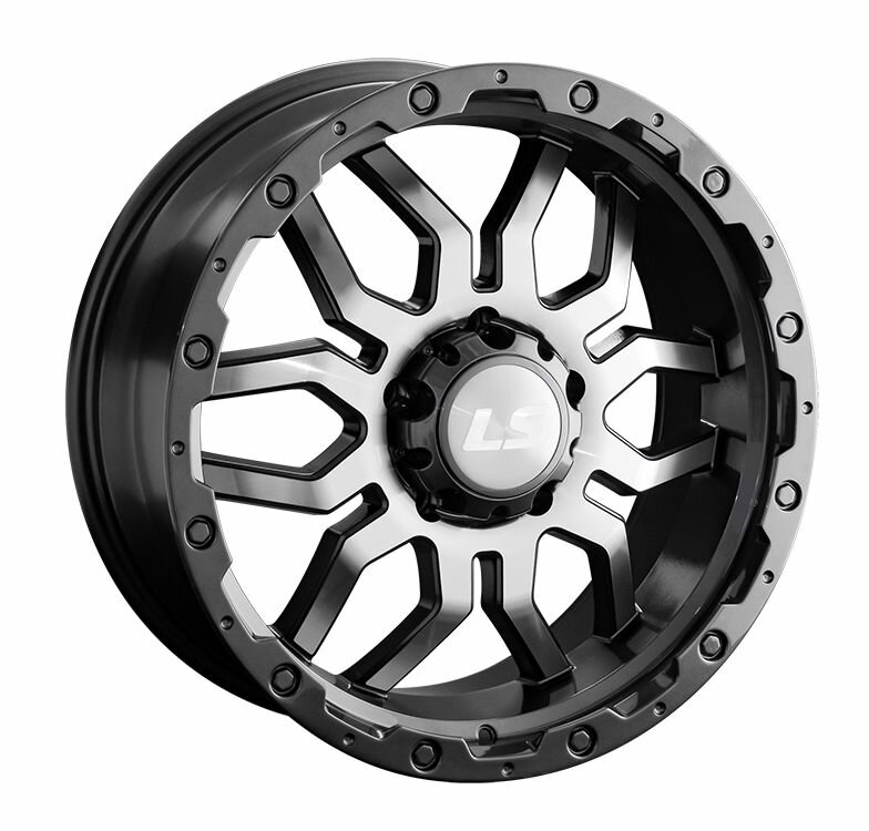 Колесный диск LS LS1285 17x7.5" PCD6x114,3 ET30 D67,1 темно-серый глянцевый с полированными лучами