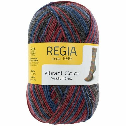Пряжа носочная Regia Vibrant Color 6-ply, цвет 06227, 1 моток, 150 г.
