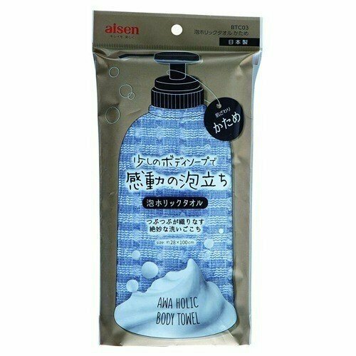 AISEN Мочалка для тела (жесткая) Япония aisen массажная мочалка средней жесткости бежевая 28 100см foam holic 1шт