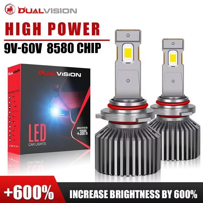 Dualvision H7 Led Canbus Автомобильные фары Лампы H4 Светодиодная лампа H9 H11 HB3 9005 HB4 9006 H1 9012 Hir2 LED 4300K Противотуманные фары высокой мощности, EMC Canbus, 4300 К Белый Желтый, Available 9V To 60V, H4 Hi and Lo