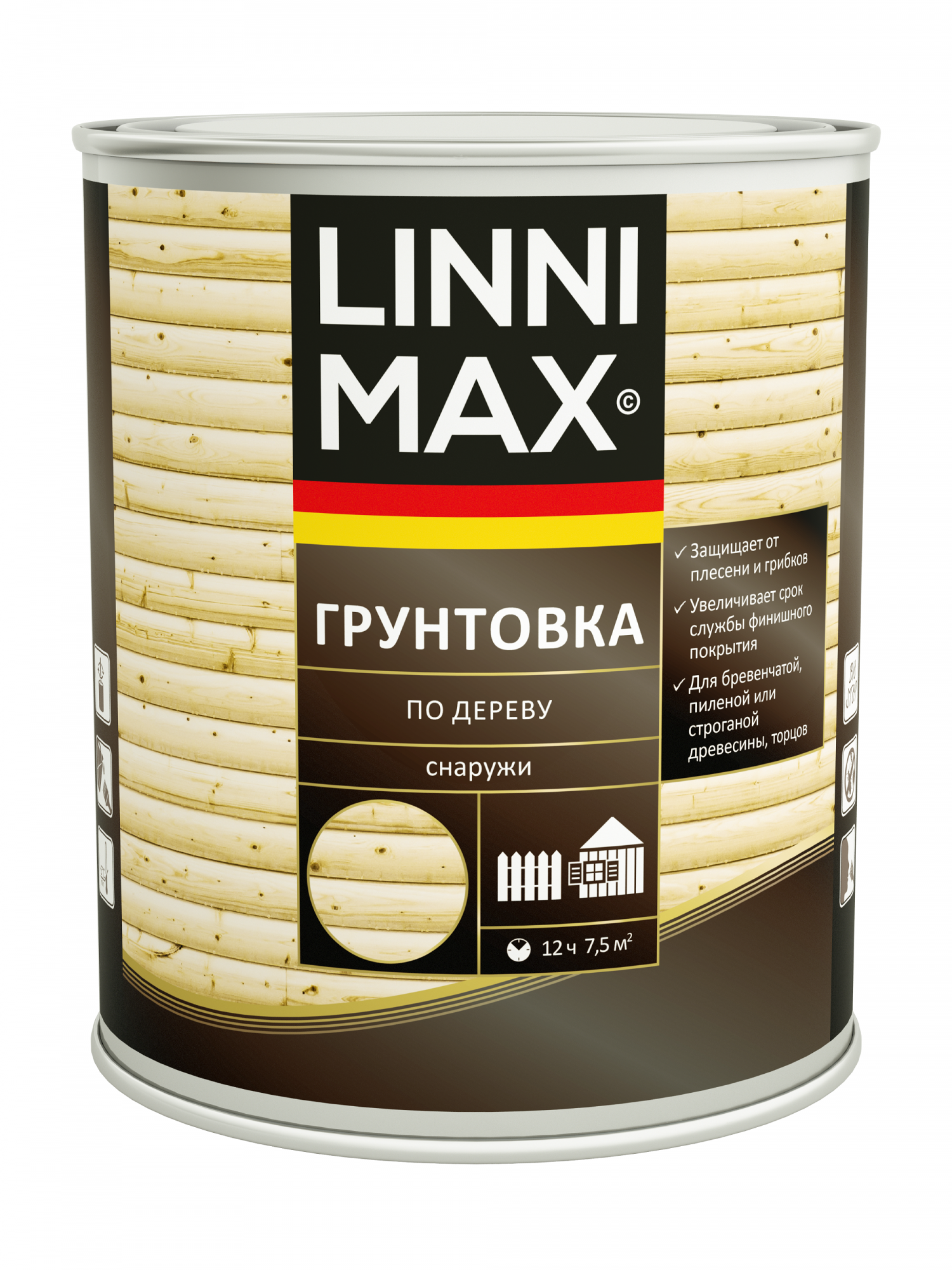 Грунтовка-антисептик LINNIMAX для дерева для наружных работ органоразбавляемая прозрачная 25л