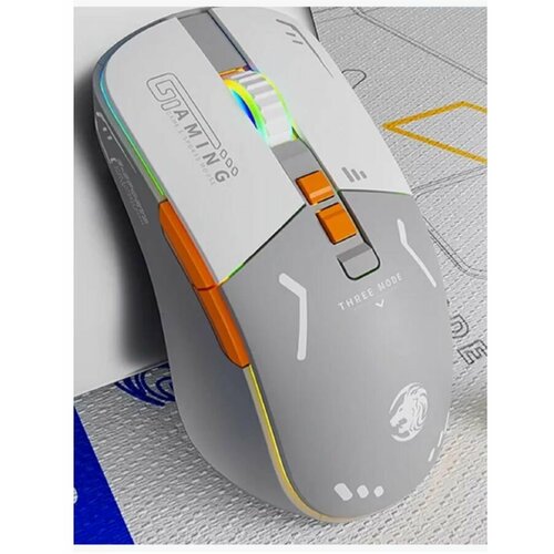 Беспроводная мышь EWEADN G308 Bluetooth и радиоканал с подсветкой RGB серыйбелый 2400₽