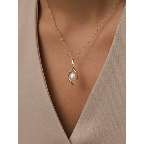 Подвеска Argentum, серебро, 925 проба, золочение, жемчуг, размер 3 см., золотистый