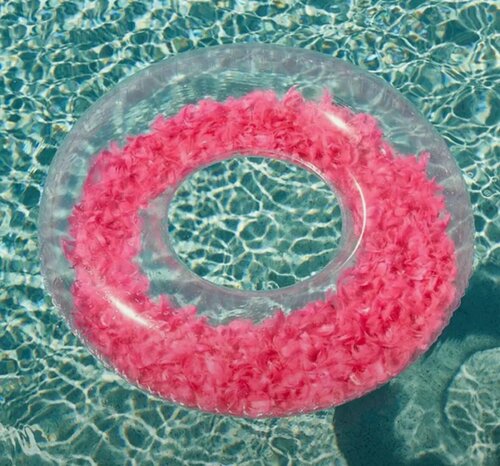 Изображение товара Надувной плавательный круг "С перьями", розовый, 70 см