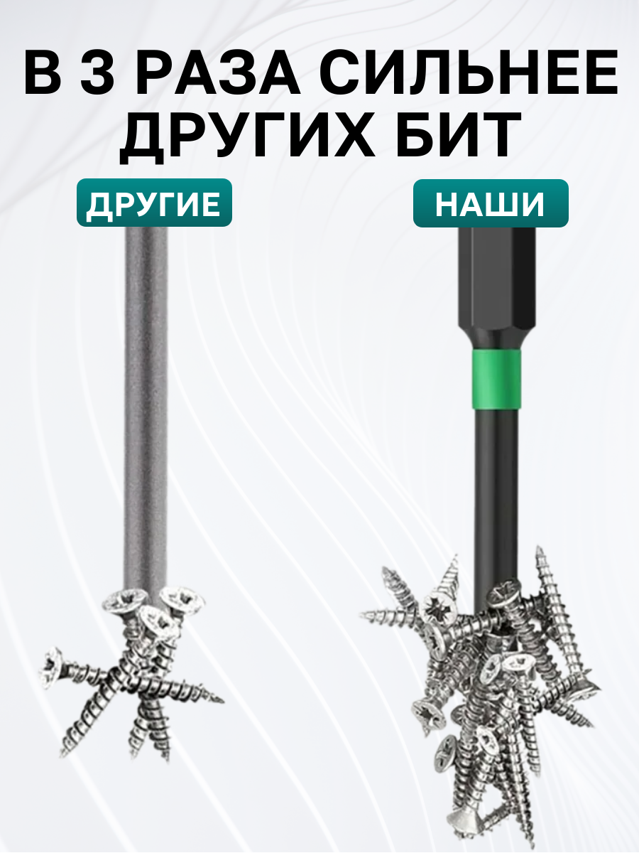 Биты торсионные Best Room, набор торсионных бит 5шт. Магнитные биты для шуруповерта — фото 1