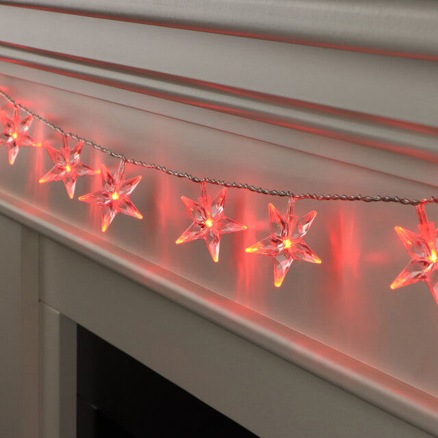 Светодиодная гирлянда Звездочки 20 красных LED ламп 4.5 м прозрачный ПВХ IP20