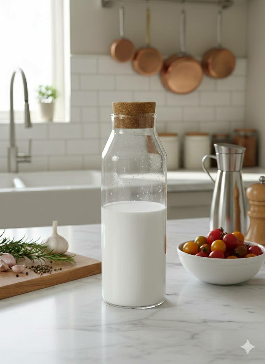 Стеклянный графин для воды и напитков с натуральной пробковой крышкой, объём 1200 мл (X-GL12)