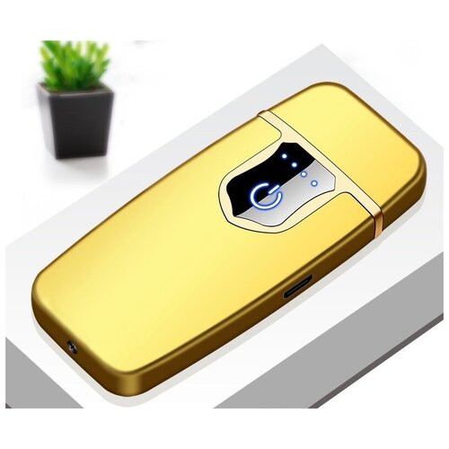электронная usb зажигалка ветрозащитная сенсорная подзаряжаемая подарочная компактная золотая компактная Электронная USB зажигалка ветрозащитная сенсорная подзаряжаемая подарочная компактная, золотая