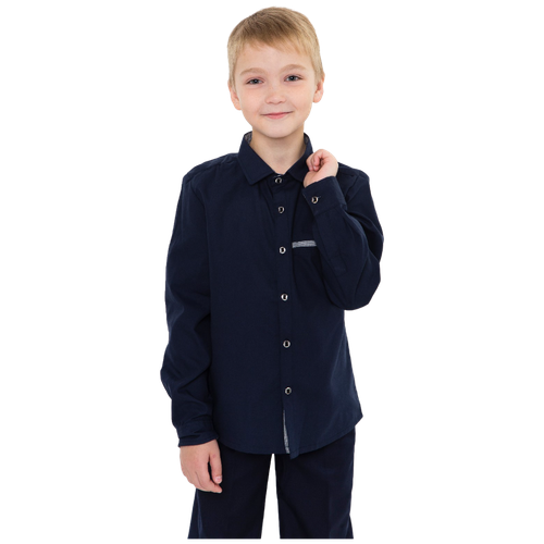 Рубашка для мальчика, цвет тёмно-синий, рост 134 см
