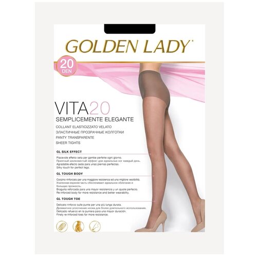 Колготки Golden Lady Vita, 20 den, размер 3, черный колготки golden lady 15 den 3 шт размер 2 коричневый