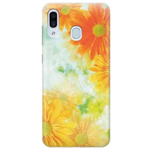 фото Ультратонкий силиконовый чехол-накладка для samsung galaxy a40 с принтом "оранжевые цветы" gosso