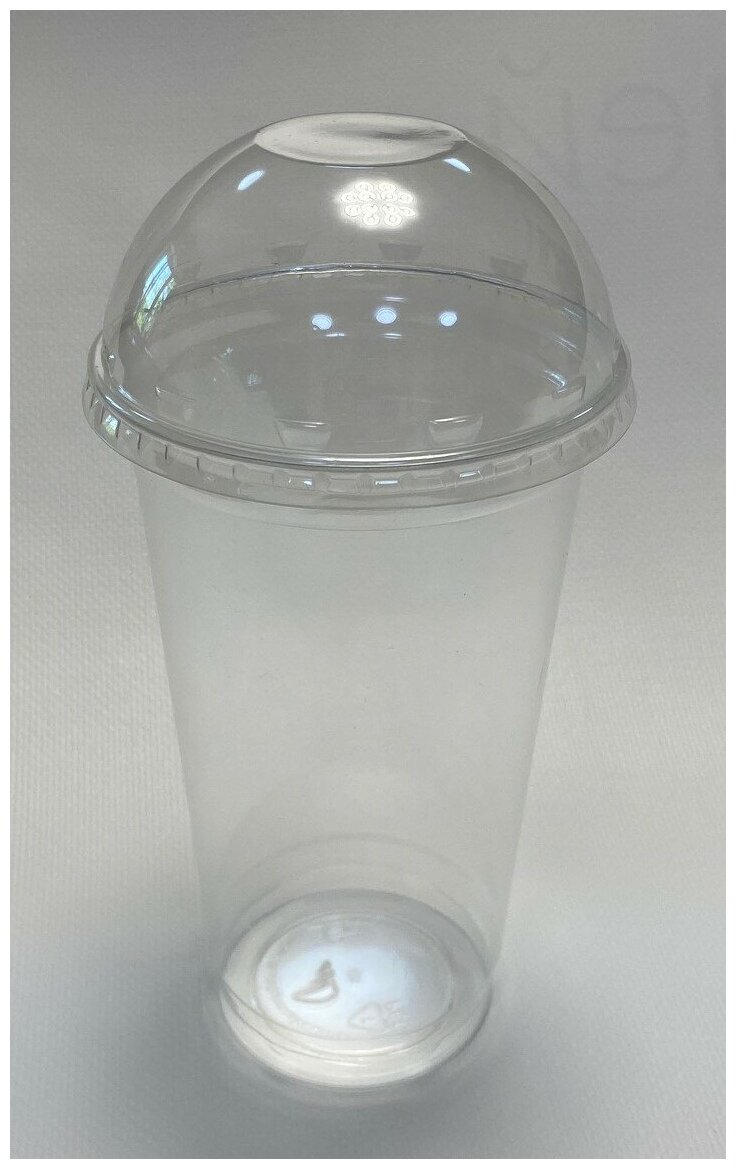 Крышка для стакана купольная без отверстия D 95 мм ПЭТ 100 штук в упаковке - фотография № 3