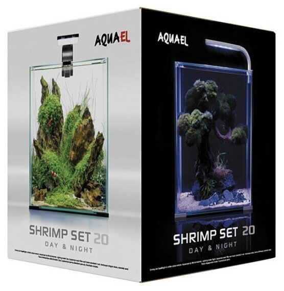 Аквариум с оборудованием Aquael SHRIMP SET DAY & NIGHT 20 (25х25х30см) 19л, белый