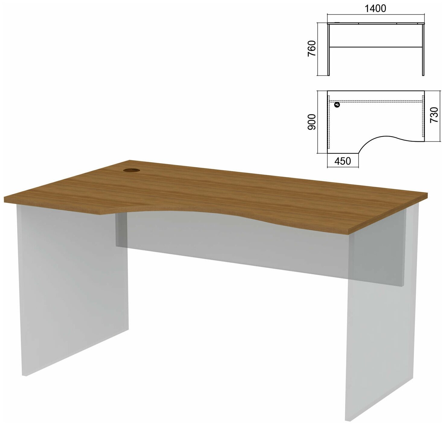 Стол эргономичный часть 1 "Арго", 1400х900х760 мм, левый, орех В комплекте: 1шт.