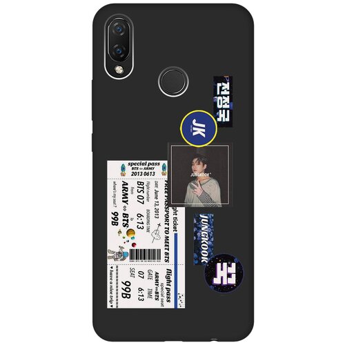 Матовый чехол BTS Stickers для Huawei Nova 3i / P Smart Plus / Хуавей Нова 3 Ай / П Смарт Плюс с 3D эффектом черный