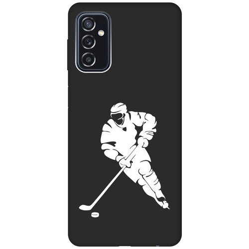 Матовый чехол Hockey W для Samsung Galaxy M52 5G / Самсунг М52 с 3D эффектом черный матовый чехол tennis w для samsung galaxy m52 5g самсунг м52 с 3d эффектом черный