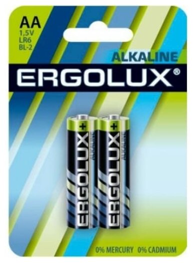 Ergolux Alkaline BL2 LR6 (LR6 BL-2, батарейка,1.5В) (2 шт. в уп-ке)