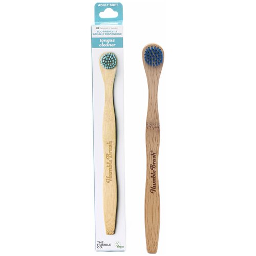 HUMBLE Щетка для чистки языка из бамбука, голубая, ультрамягкая, HUMBLE