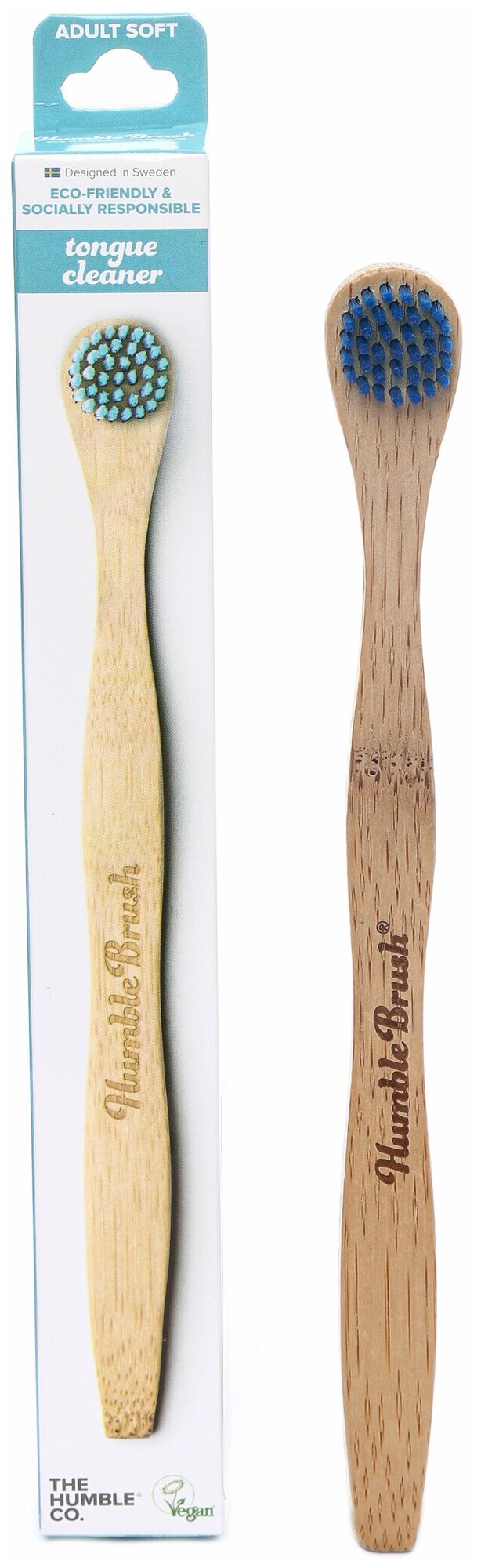 Щетка для чистки языка из бамбукаг олубая ультрамягкая tongue scraper Humble CO. HUMBLE CO., LTD, CN - фото №1