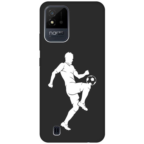 Матовый чехол Football W для Realme narzo 50i / Рилми Нарзо 50и с 3D эффектом черный матовый чехол kickboxing w для realme narzo 50i рилми нарзо 50и с 3d эффектом черный