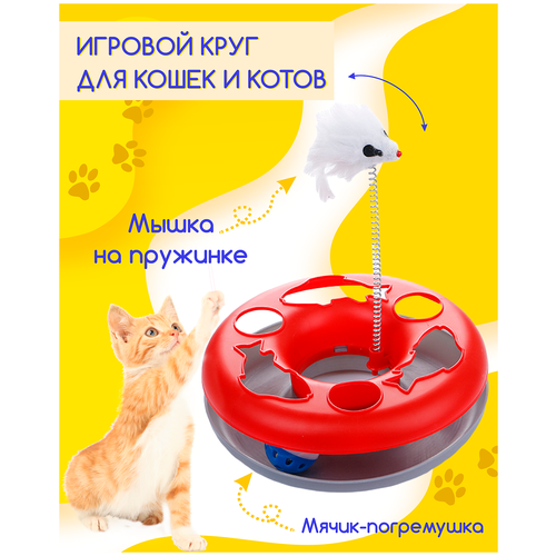 Интерактивная игрушка для кошек с мышкой, трек круг, игрушка для кошек