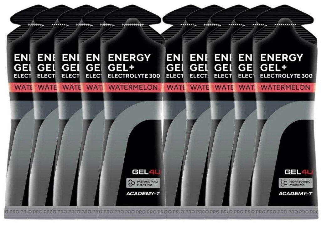 GEL4U Гель энергетический с электролитами, вкус Арбуз, 60мл. х 10 шт.