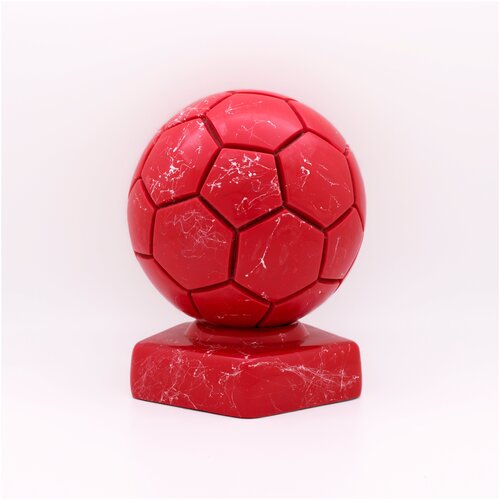 Футбольный мяч из искусственного камня красный мрамор, d-22 см, BrilliantStone