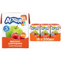 Агуша Сок детский осветленный, с 5 месяцев, Яблоко Шиповник, Tetra Pak, 18шт.*200мл