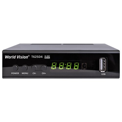 Цифровой телевизионный приемник World Vision T625D4 (T2+C, металл, дисплей, кнопки, встроенный БП, IPTV, Dolby)